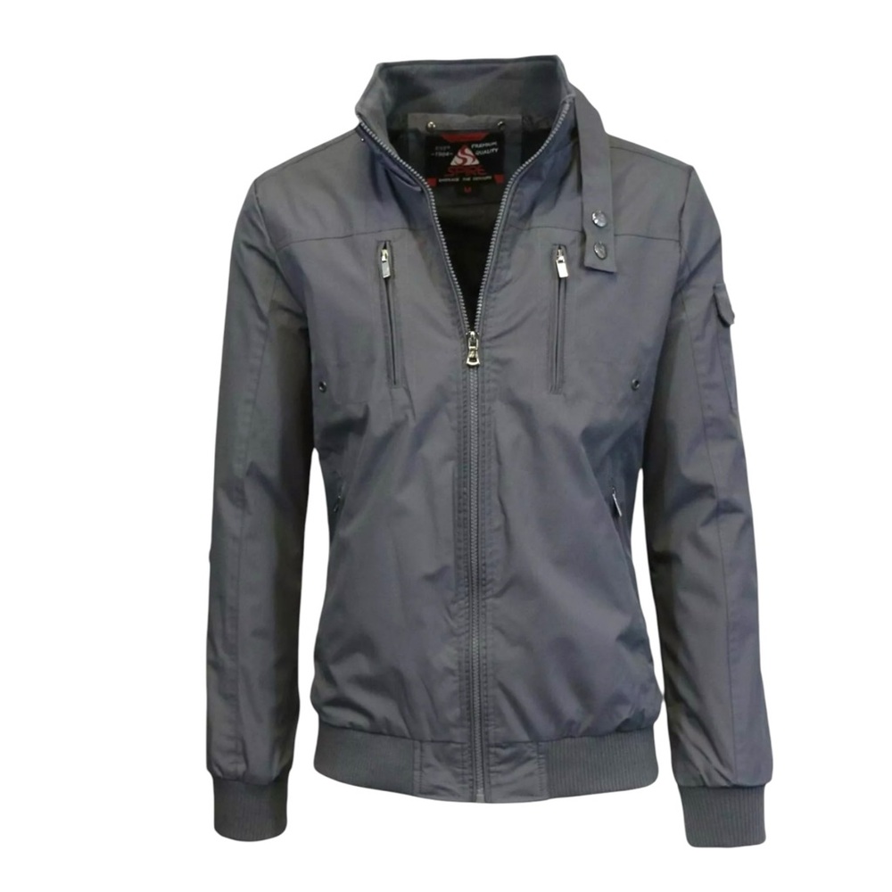 Spire by Galaxy Water Repellent Moto Flight Bomber Jacket Gunmetal Gray sz xl